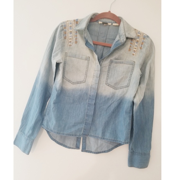 Miss Me Tops - Miss Me chambray button up